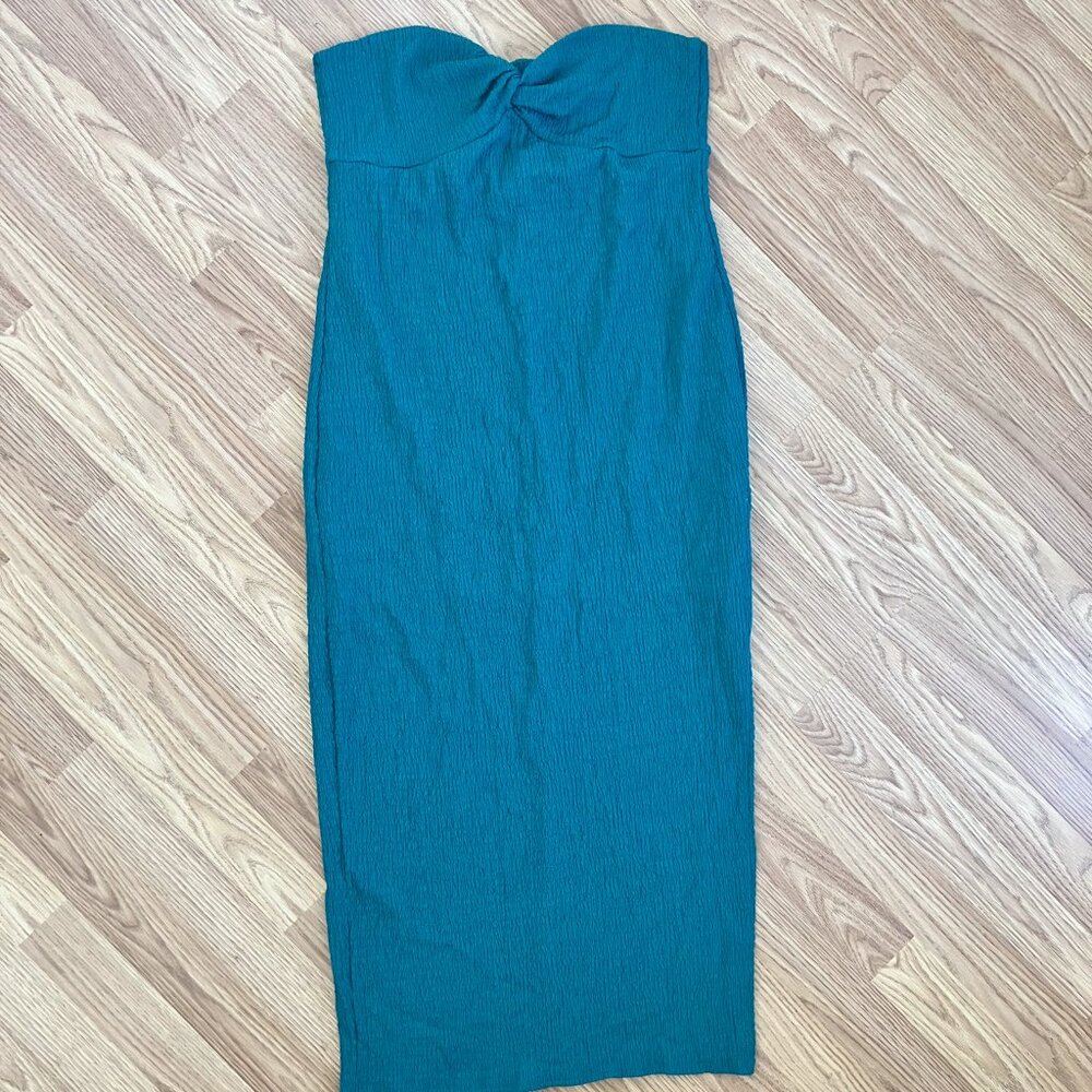 Wild Fable Womens Strapless Twist Knit Tube Midi Bodycon Dress with Slit Size XL - Picture 2 of 8